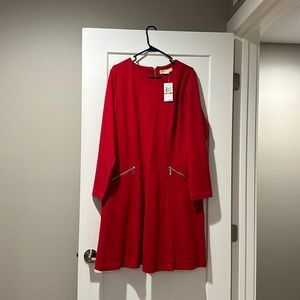 Red Michael Kors long sleeve dress